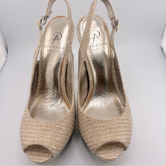 Adrianna Papell Rita Gold Silver Slingback Heels Metallic Platform Women's 6.5 - Picture 2 of 9